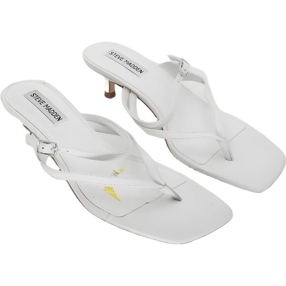 Steve Madden Jessa white leather thong kitten heel sandals Women US 9.5M - Picture 4 of 6